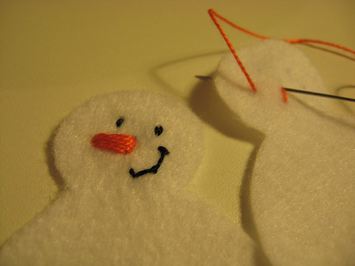 Homem de neve de feltro