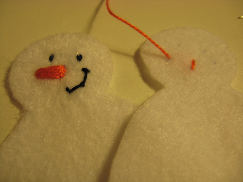 Homem de neve de feltro