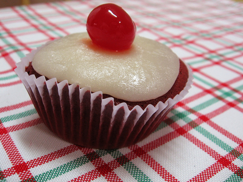 Cupcake de veludo vermelho