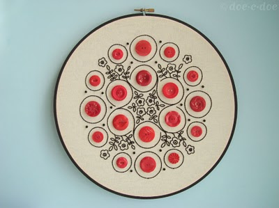 embroidered button display hoop